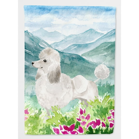 Carolines Treasures CK1964CHF Mountian Flowers White Poodle Flag Canvas House Size  Large multicolor