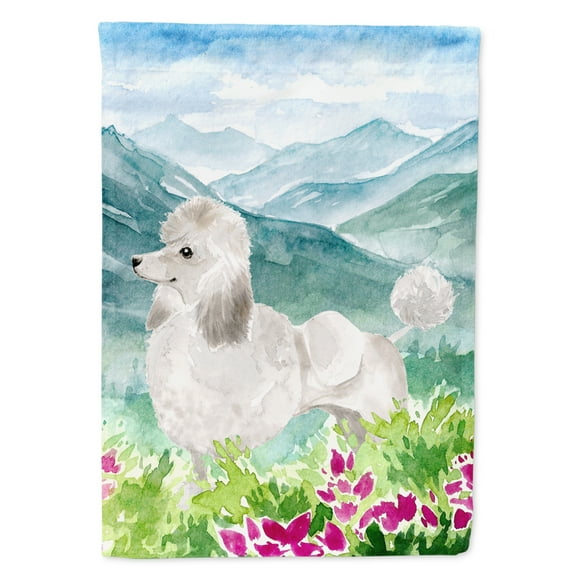 Carolines Treasures CK1964GF Mountian Flowers White Poodle Flag Garden Size  Small multicolor