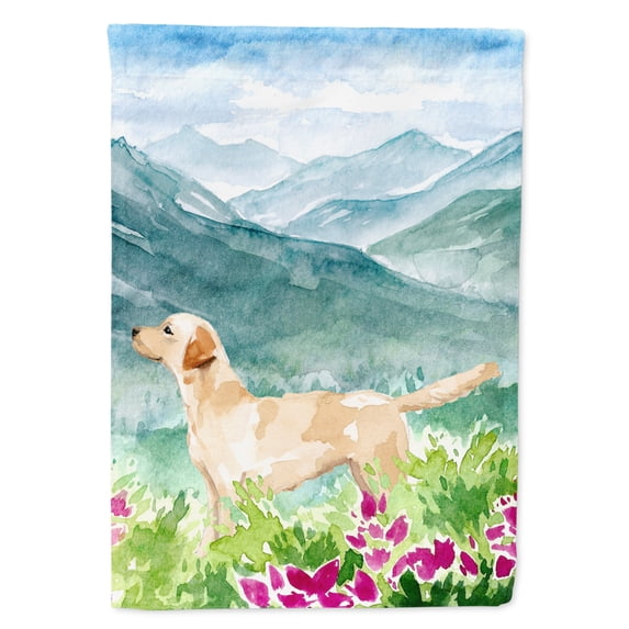 Mountian Flowers Yellow Labrador Garden Flag
