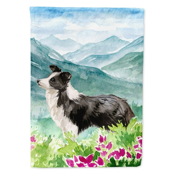 Carolines Treasures CK1990GF Mountian Flowers Border Collie Flag Garden Size  Small multicolor