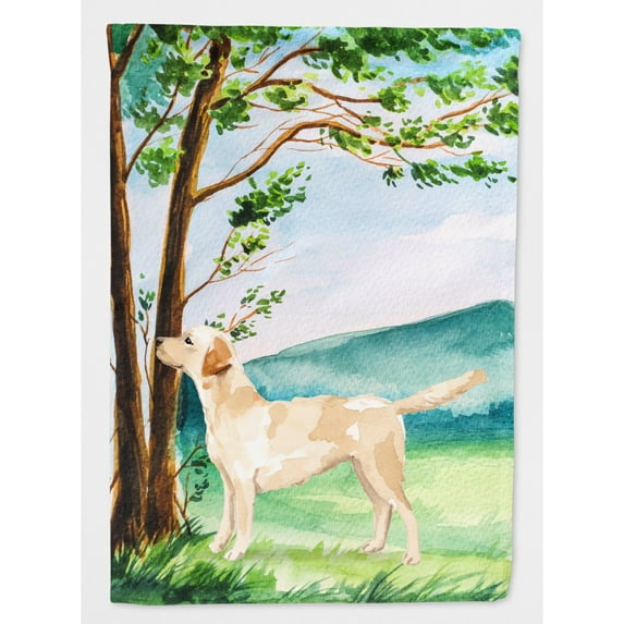 Carolines Treasures CK2008CHF Under the Tree Yellow Labrador Flag Canvas House Size Large multicolor