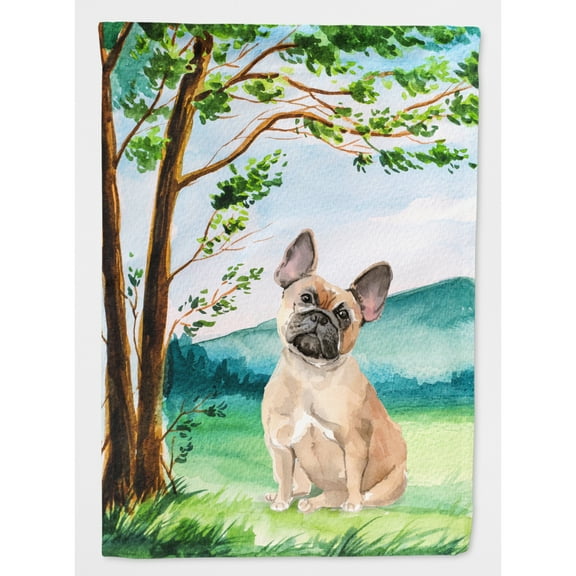 Carolines Treasures CK2013CHF Under the Tree Fawn French Bulldog Flag Canvas House Size  Large multicolor