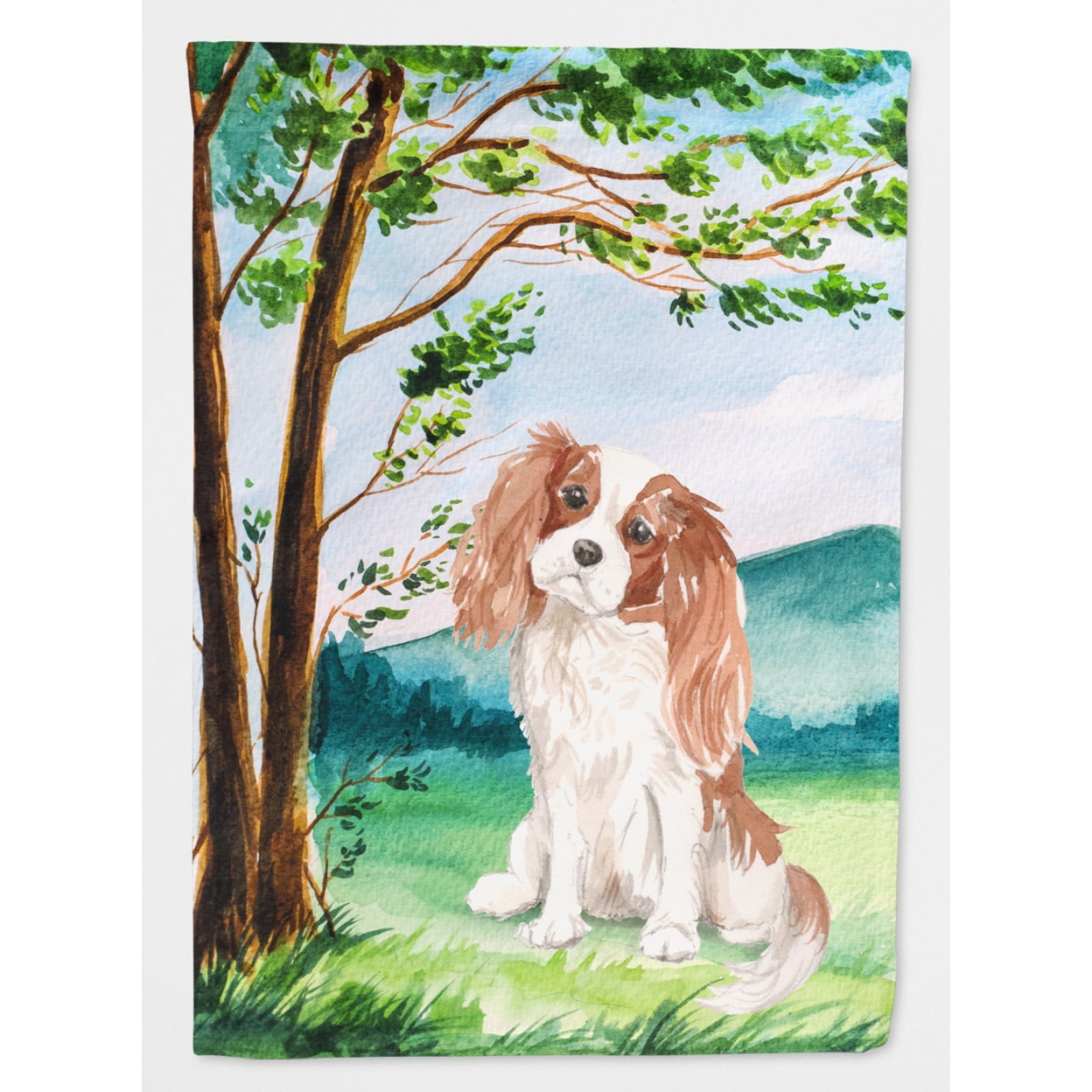 Under the Tree Blenheim Cavalier Spaniel Flag Canvas House Size