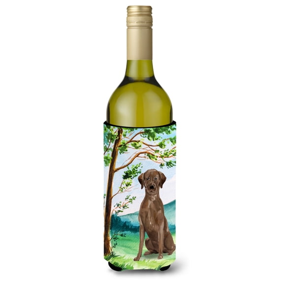 Carolines Treasures CK2021LITERK Under the Tree Chocolate Labrador Wine Bottle Beverage Insulator Hugger Wine Bottle