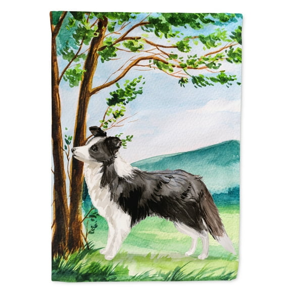 Carolines Treasures CK2025GF Under the Tree Border Collie Flag Garden Size  Small multicolor