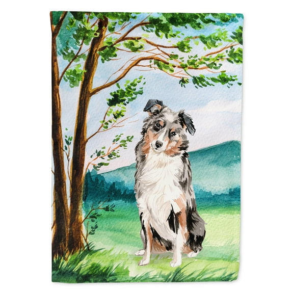 Carolines Treasures CK2030GF Under the Tree Australian Shepherd Flag Garden Size Small multicolor