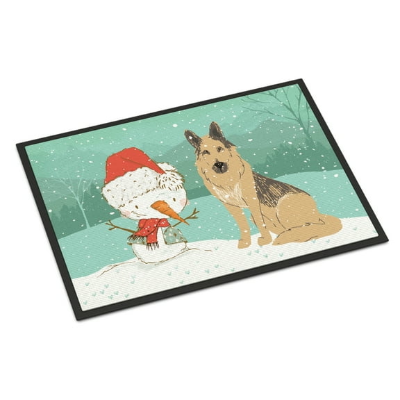 Carolines Treasures CK2033JMAT German Shepherd and Snowman Christmas Door Mat Indoor Rug or Outdoor Welcome Mat 24x36