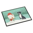 thumbnail image 1 of Black Boxer and Snowman Christmas Door Mat, 1 of 4