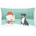 thumbnail image 1 of Carolines Treasures CK2035PW1216 Black Boxer and Snowman Christmas Canvas Fabric Decorative Pillow  12H x16W multicolor, 1 of 3