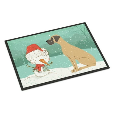 Carolines Treasures CK2040MAT Fawn Natural Great Dane Snowman Christmas Door Mat Indoor Rug or Outdoor Welcome Mat 18x27