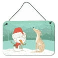 thumbnail image 1 of Brindle Greyhound Snowman Christmas Wall or Door Hanging Prints, 1 of 1