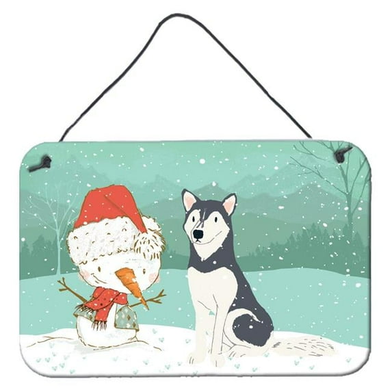 Carolines Treasures CK2046DS812 Siberian Husky Snowman Christmas Wall or Door Hanging Prints 8x12 multicolor