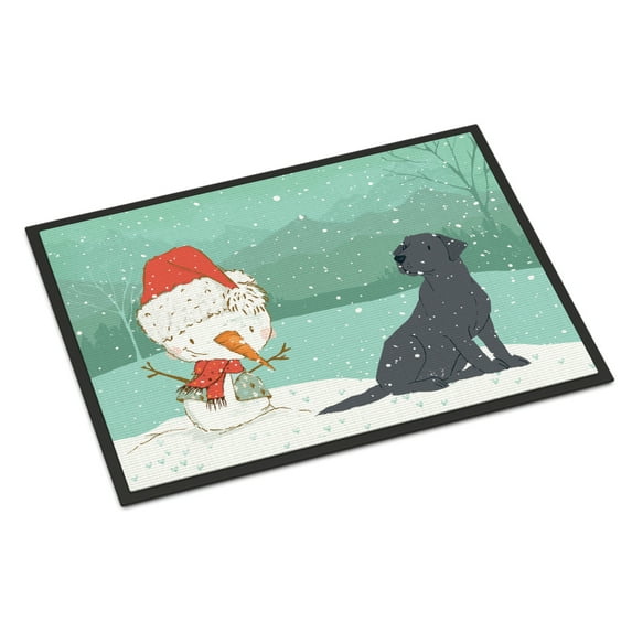 Carolines Treasures CK2047JMAT Black Labrador Snowman Christmas Door Mat Indoor Rug or Outdoor Welcome Mat 24x36 Doormat