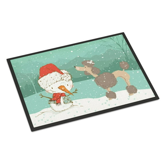 Carolines Treasures CK2065MAT Chocolate Poodle Snowman Christmas Door Mat Indoor Rug or Outdoor Welcome Mat 18x27