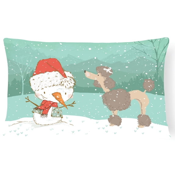 Chocolate Poodle Snowman Christmas