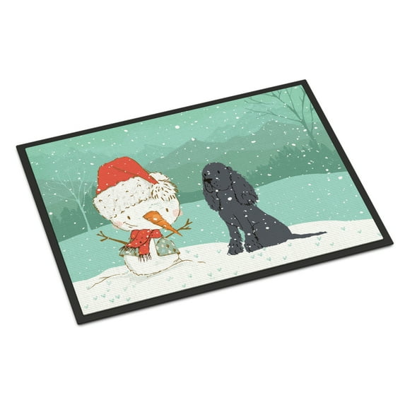 Carolines Treasures CK2070JMAT Black Spaniel Snowman Christmas Door Mat Indoor Rug or Outdoor Welcome Mat 24x36 Doormat