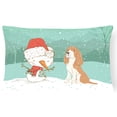 thumbnail image 1 of Carolines Treasures CK2072PW1216 Red Spaniel Snowman Christmas Canvas Fabric Decorative Pillow  12H x16W multicolor, 1 of 3