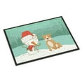 thumbnail image 1 of Carolines Treasures CK2076MAT Brown Staffie Snowman Christmas Door Mat Indoor Rug or Outdoor Welcome Mat 18x27 Doormat, 1 of 4