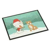 Carolines Treasures CK2076MAT Brown Staffie Snowman Christmas Door Mat Indoor Rug or Outdoor Welcome Mat 18x27 Doormat