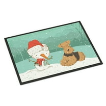 Carolines Treasures CK2078JMAT Airedale Terrier Snowman Christmas Door Mat Indoor Rug or Outdoor Welcome Mat 24x36