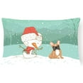 thumbnail image 1 of Carolines Treasures CK2086PW1216 Fawn French Bulldog Snowman Christmas Canvas Fabric Decorative Pillow  12H x16W, 1 of 3