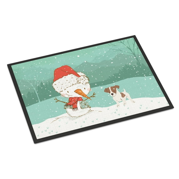 Carolines Treasures CK2091MAT Jack Russell Terrier 2 Snowman Christmas Door Mat Indoor Rug or Outdoor Welcome Mat 18x27