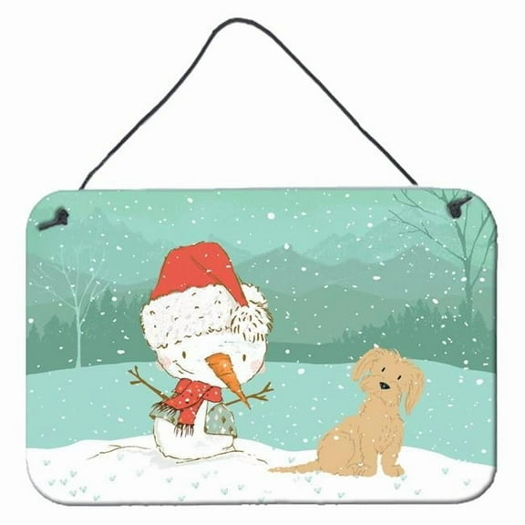 Carolines Treasures CK2093DS812 Brown Maltese Snowman Christmas Wall or Door Hanging Prints  8x12 multicolor