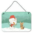 thumbnail image 1 of Carolines Treasures CK2098DS812 Yorkie Cropped Ears Snowman Christmas Wall or Door Hanging Prints  8x12 multicolor, 1 of 1