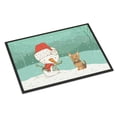 thumbnail image 1 of Yorkie Cropped Ears Snowman Christmas Door Mat, 1 of 2