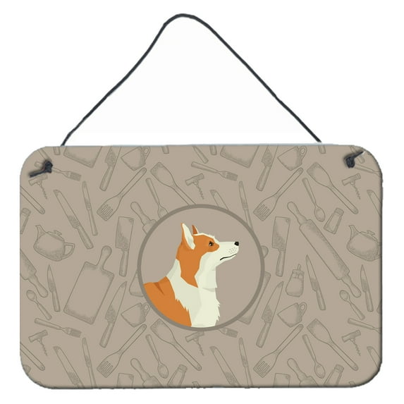 Carolines Treasures CK2201DS812 Pembroke Corgi In the Kitchen Wall or Door Hanging Prints 8x12 multicolor