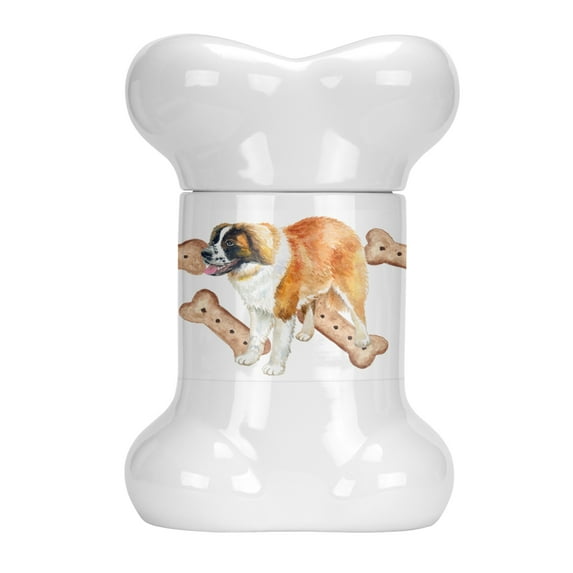 Carolines Treasures CK2259BSTJ Saint Bernard Bone Shaped Treat Jar, , multicolor