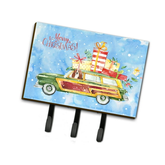 Merry Christmas Basset Hound Leash or Key Holder