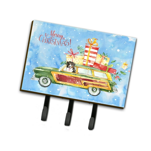 Merry Christmas Bernese Mountain Dog Leash or Key Holder