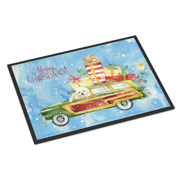 Carolines Treasures CK2395JMAT Merry Christmas Bichon Fris? Door Mat Indoor Rug or Outdoor Welcome Mat 24x36 Doormat