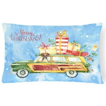 Carolines Treasures CK2399PW1216 Merry Christmas Boxer Canvas Fabric Decorative Pillow 12H x16W multicolor