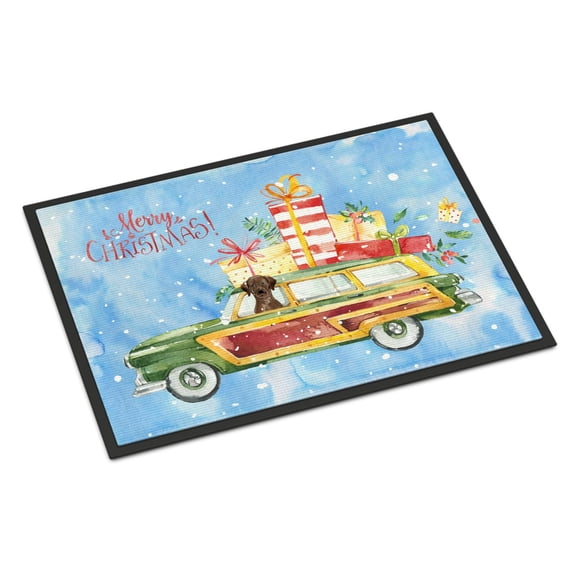 Merry Christmas Chocolate Labrador Retriever Door Mat