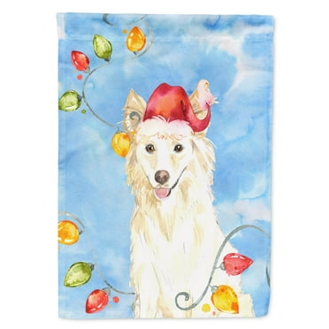 Carolines Treasures CK2500GF Christmas Lights White Collie Flag Garden Size  Small multicolor