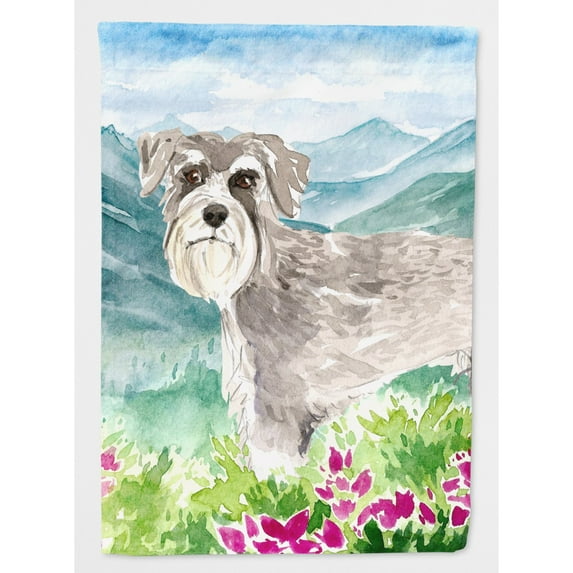 Carolines Treasures CK2524CHF Mountain Flowers Schnauzer 1 Flag Canvas House Size  Large multicolor