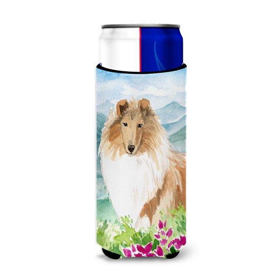 Carolines Treasures CK2525MUK Mountain Flowers Smooth Collie Michelob Ultra Hugger for slim cans  Slim Can multicolor