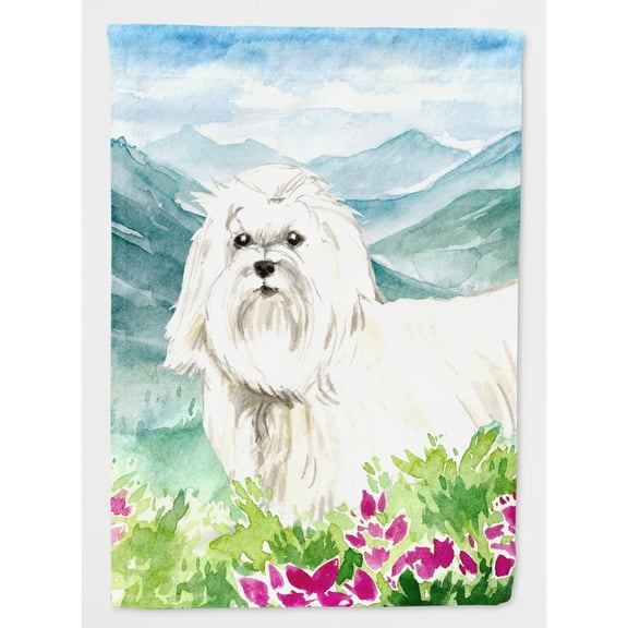 Carolines Treasures CK2529CHF Mountain Flowers Maltese Flag Canvas House Size  Large multicolor