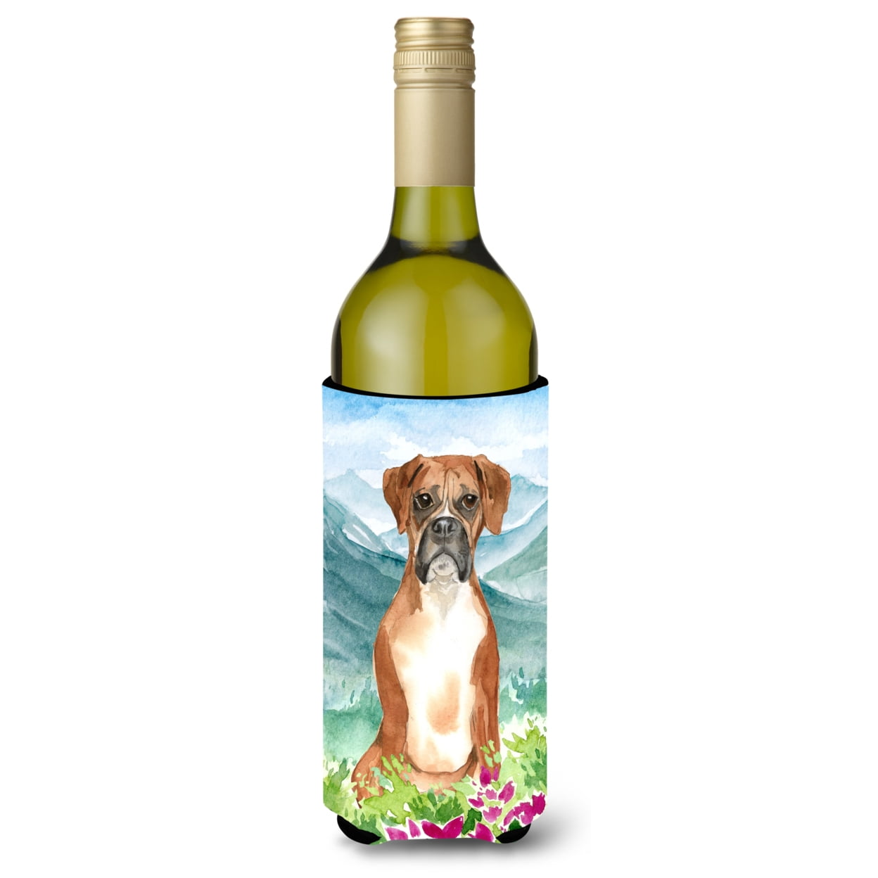 Carolines Treasures CK2542LITERK Mountain Flowers Boxer Wine Bottle