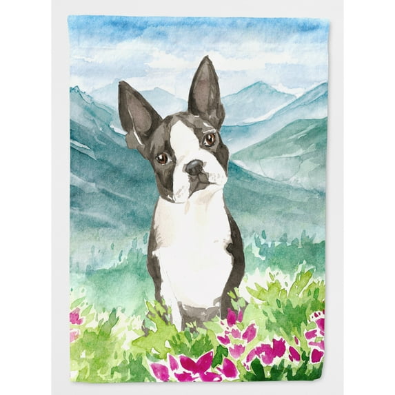 Carolines Treasures CK2544CHF Mountain Flowers Boston Terrier Flag Canvas House Size Large multicolor