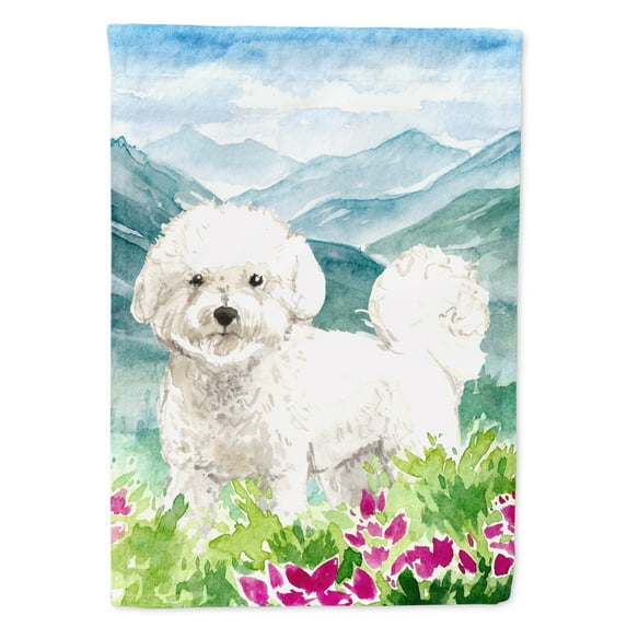 Carolines Treasures CK2546GF Mountain Flowers Bichon Frise Flag Garden Size Small multicolor