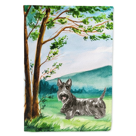 Carolines Treasures CK2559GF Under the Tree Scottish Terrier Flag Garden Size  Small multicolor