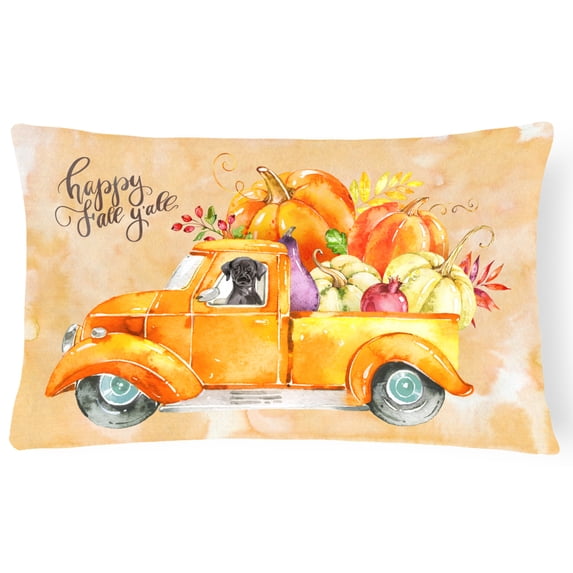 Carolines Treasures CK2647PW1216 Fall Harvest Black Labrador Retriever Canvas Fabric Decorative Pillow 12H x16W