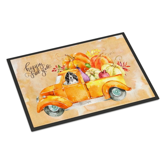 Carolines Treasures CK2662MAT Fall Harvest Black Parti Cocker Spaniel Door Mat Indoor Rug or Outdoor Welcome Mat 18x27