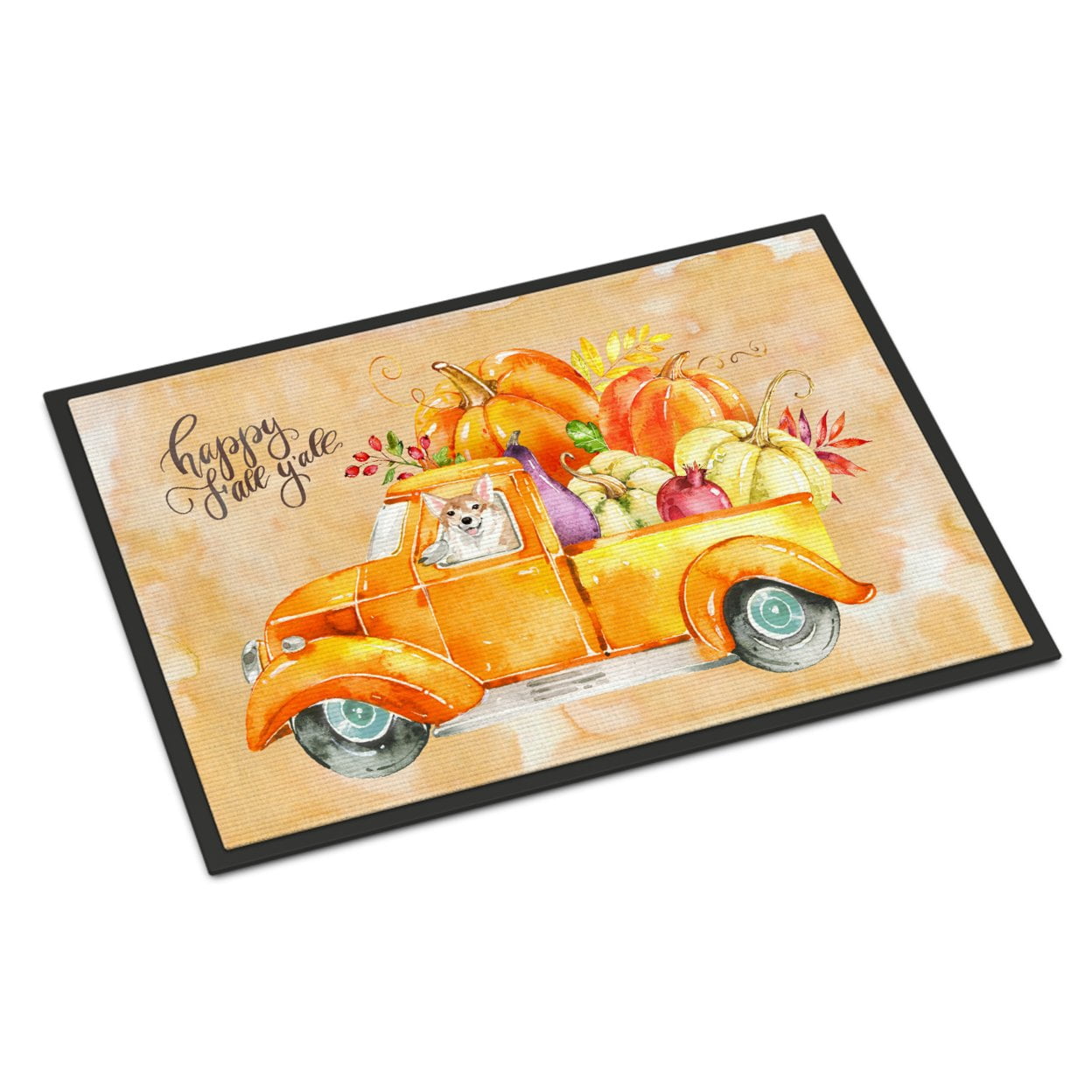 Fall Harvest Corgi Door Mat