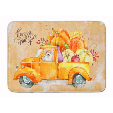 Carolines Treasures CK2663RUG Fall Harvest Corgi Machine Washable Memory Foam Mat 19 X 27" multicolor
