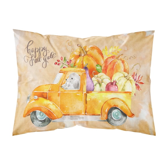 Carolines Treasures CK2678PILLOWCASE Fall Harvest White Poodle Fabric Standard Pillowcase Standard multicolor