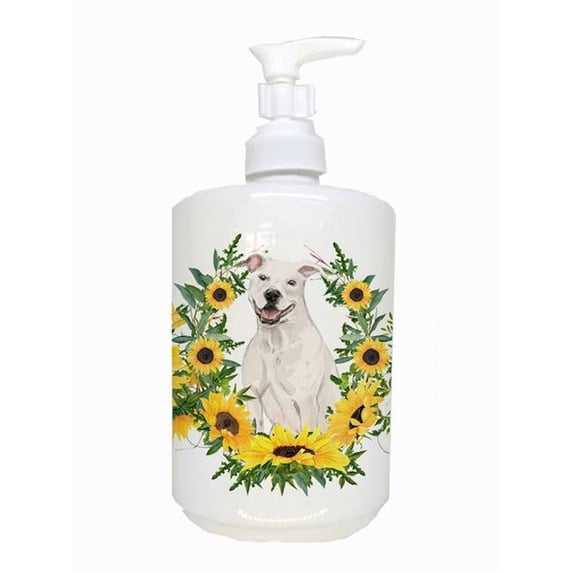 Carolines Treasures CK2925SOAP White Staffordshire Bull Terrier Ceramic Soap Dispenser